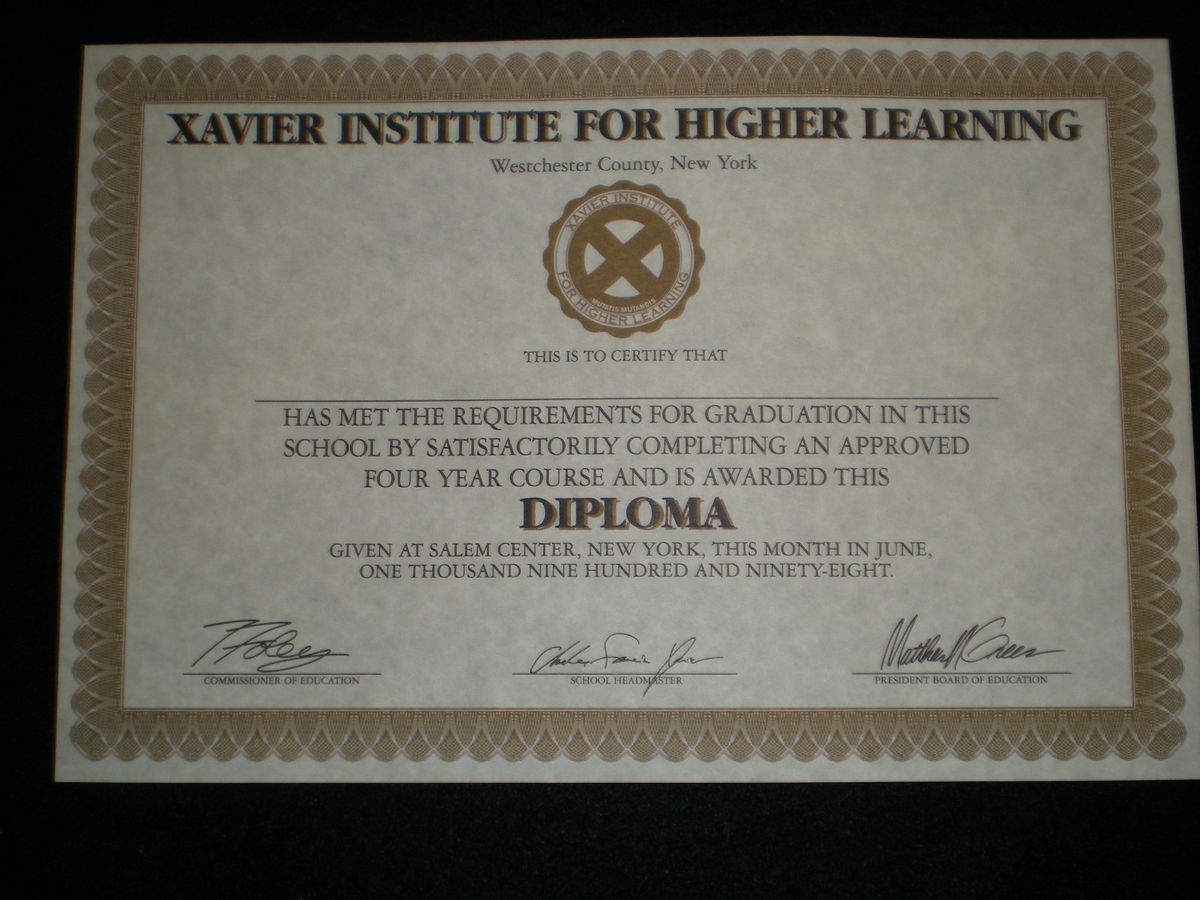 RARE x Men Xavier Institute for Higher Learning Diploma