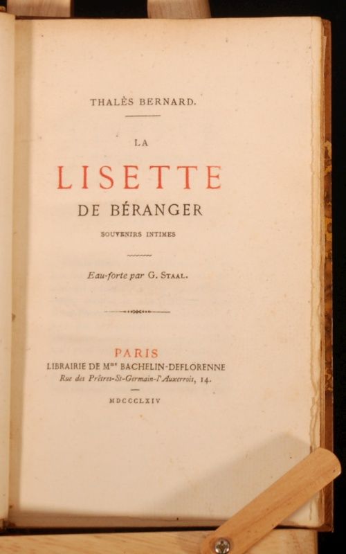 1864 Lisette Beranger Memoirs Judith Frere Bernard 1st