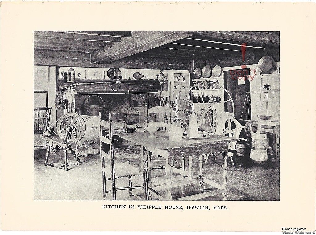 Table Chairs and Spining Wheel in Kitchen Whipple House Ipswich