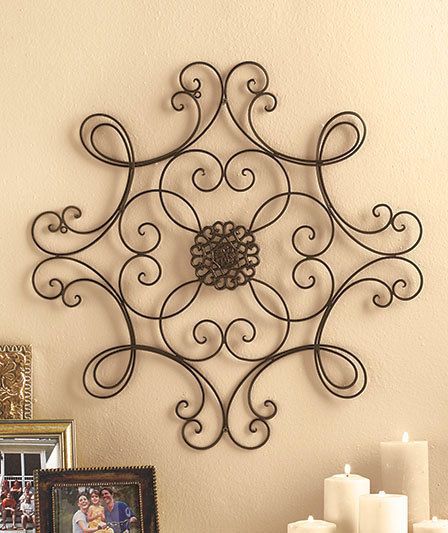 Metal Wall Art Medallion Wrought Iron Home Decor Accent Scroll