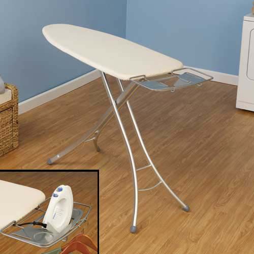 Aluminum Wide Top Ironing Board w Iron Rest Hanger