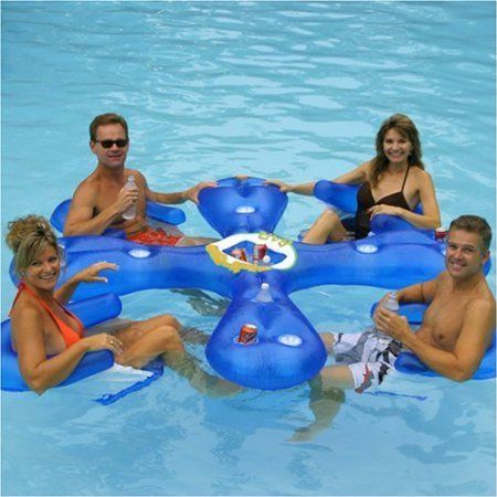 Inflatable Floating Swimming Pool Lake Island Bar w with Ice Drink