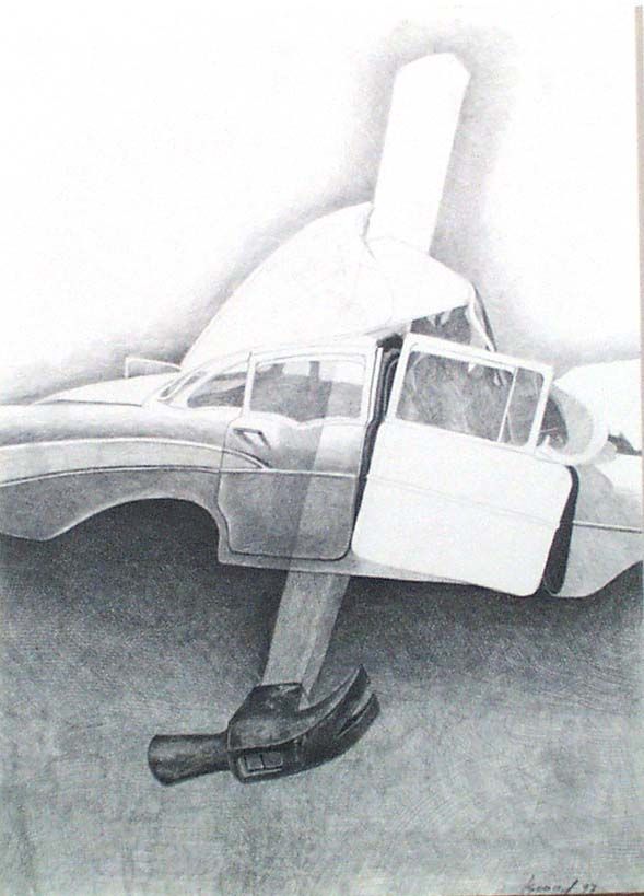 Ismael Gomez Peralta El Dialogo Cuban Pencil Drawing