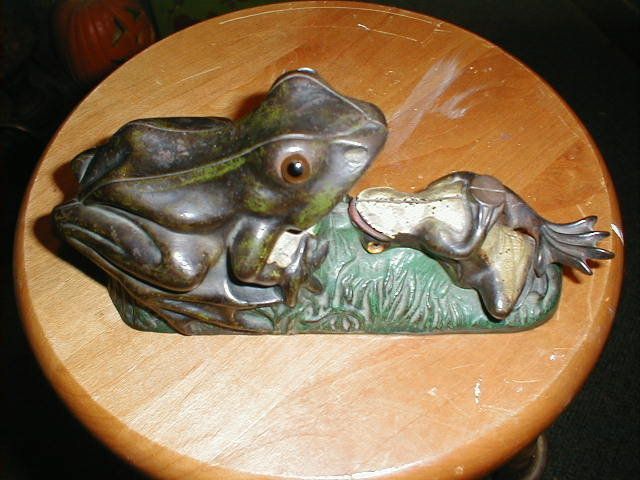 Stevens Two Frog Mechanical Bank 1882