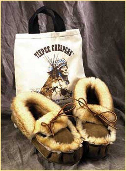 Mens The Original Teepee Creepers Genuine Sheepskin Moccasins Large 10