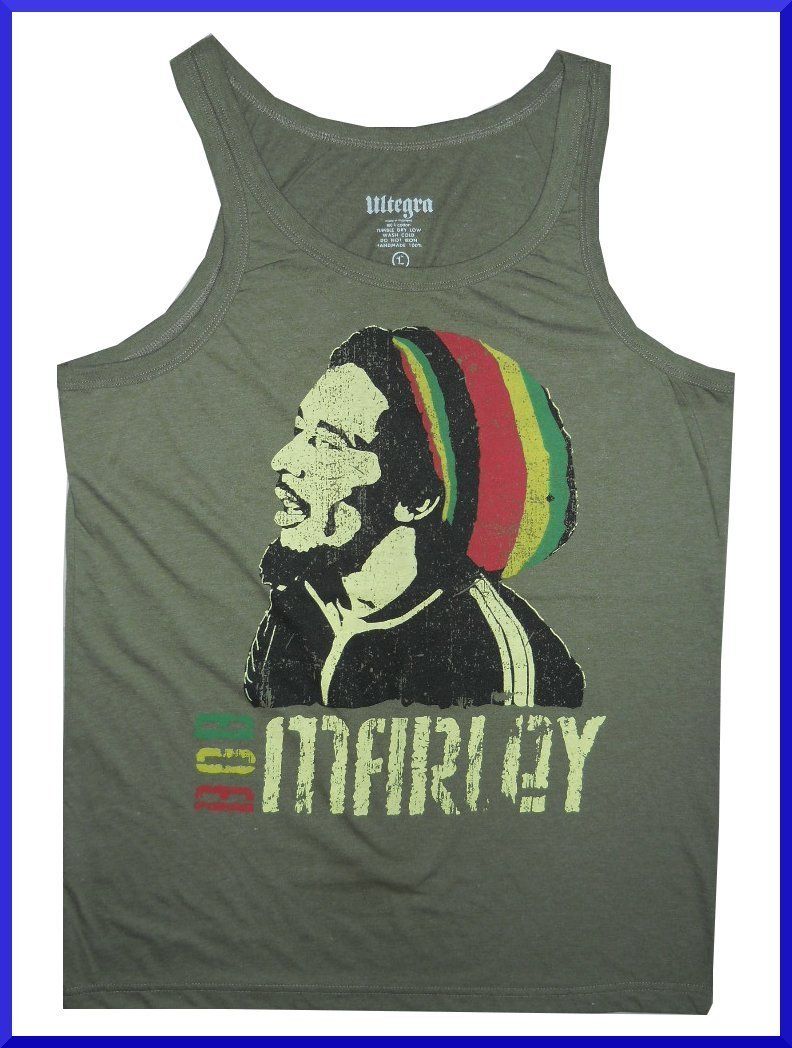 Men Tank Top REGGAE Jamaica Music Marijuana Ganja Weed Rasta Vintage