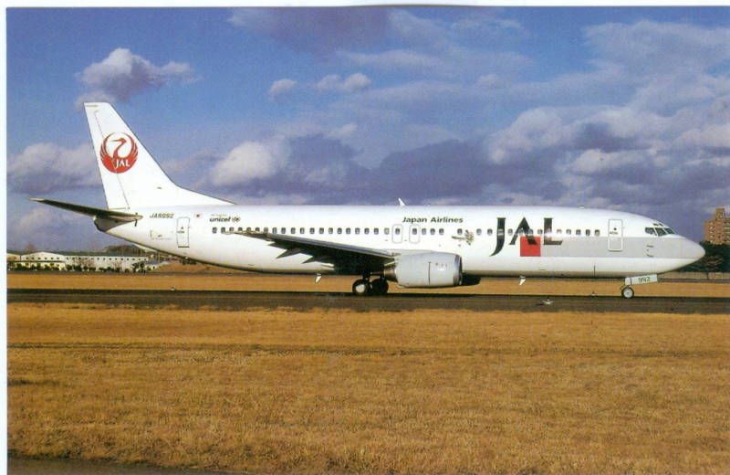 JAL Japan Airlines Boeing 737 400 JA8992 Postcard