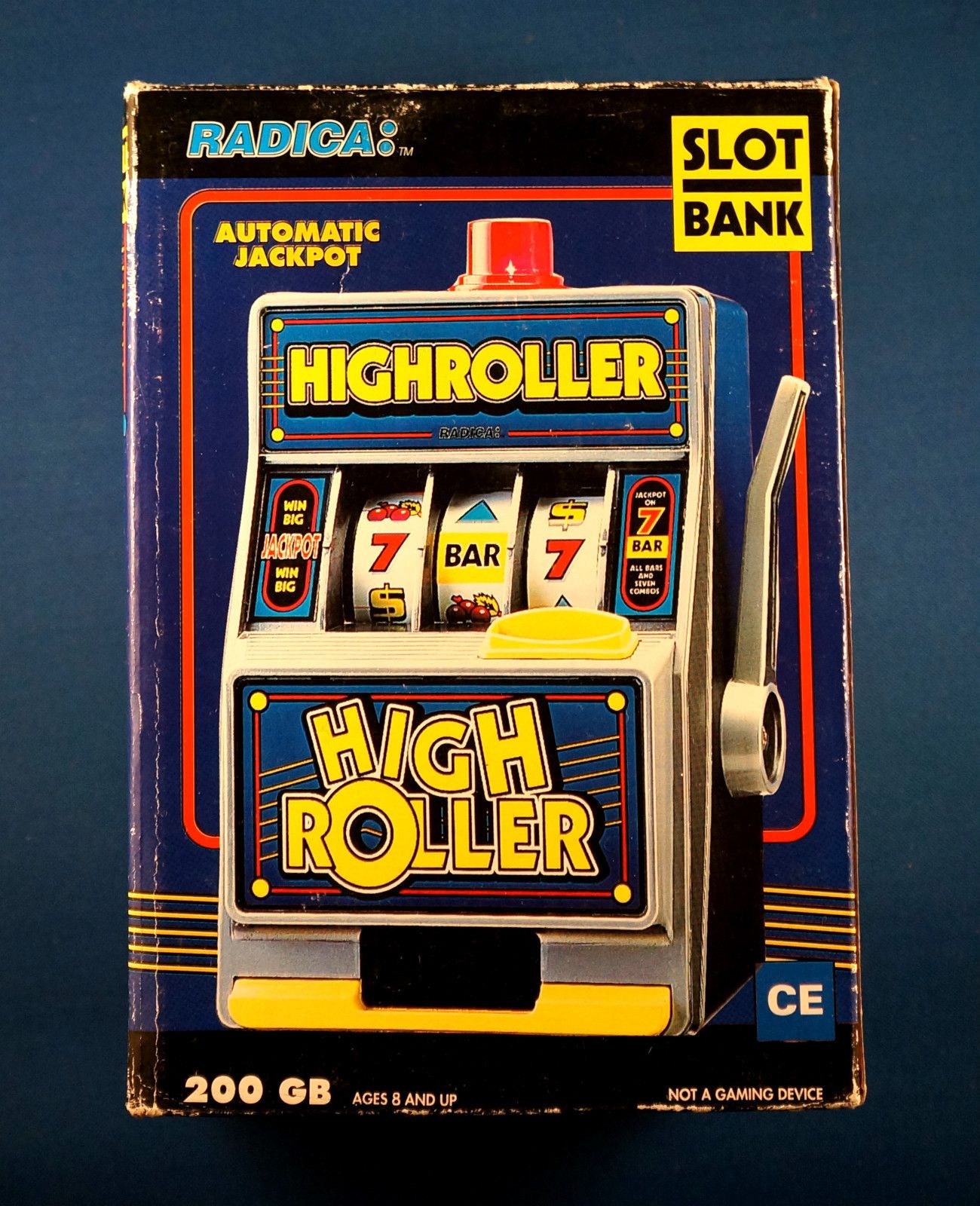  HIGH ROLLER SLOT MACHINE BANK COINS CASINO JACKPOT ELECTRONIC TOY KIDS