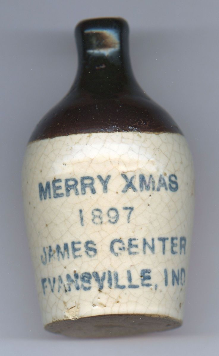  Evansville IN Indiana miniature Christmas advertising jug James Genter