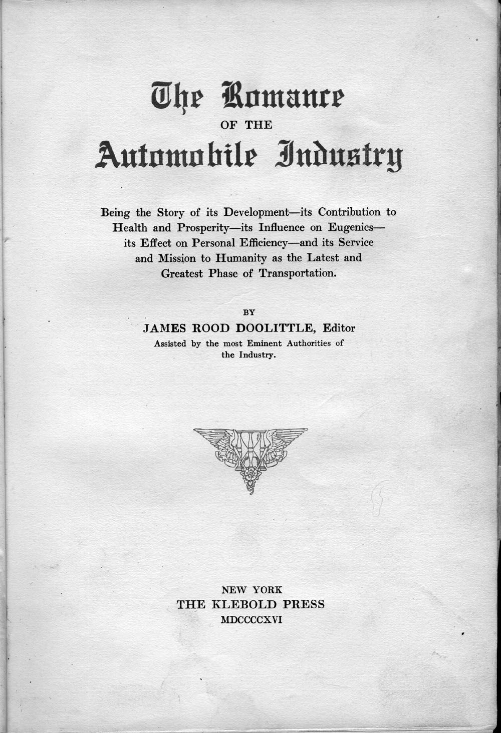  The Automobile Industry James Rood Doolittle 1916 Illustrated
