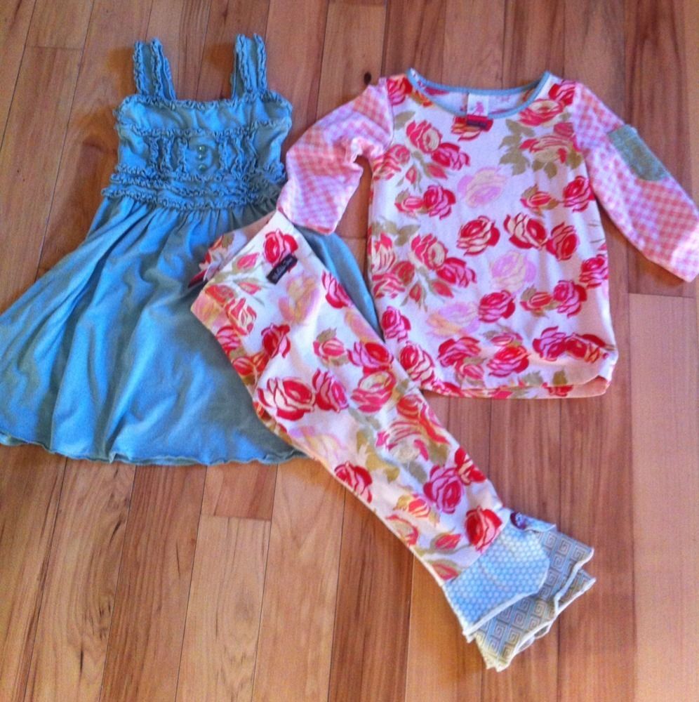 Matilda Jane 3 Pc Outfit Serendipity Sz 2 dress sz 4 top Sz 4 Leggings