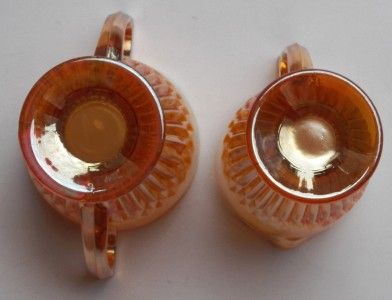 Vintage Jeannette Anniversary Creamer Sugar Marigold Iridescent