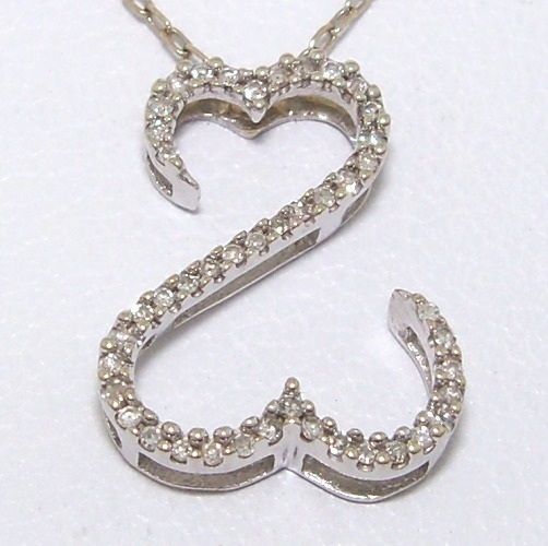 Jane Seymour Open Heart 14K White Gold 0 10ct Diamond Pendant Necklace