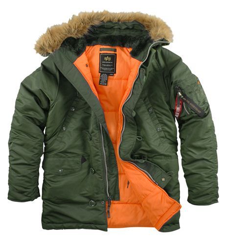 Alpha Industries Slim Fit N 3B Parka Sage Orange