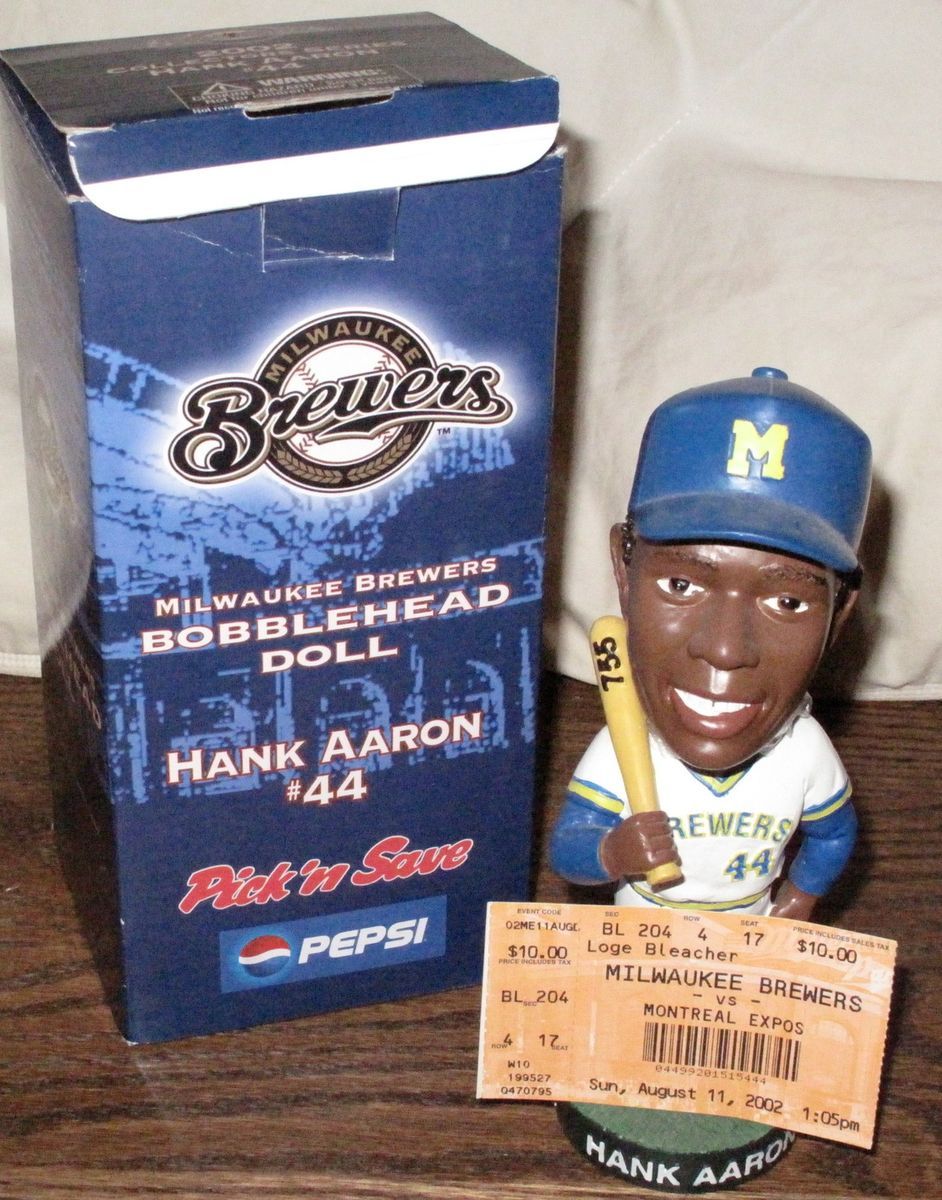 HANK HENRY AARON 44 BREWERS HOF Baseball Bobblehead PEPSI Vtg 2002 MLB