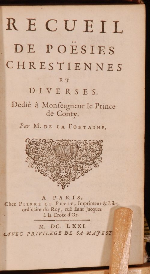 1671 Recueil de Poesies Chrestiennes Christian Poetry First Edition