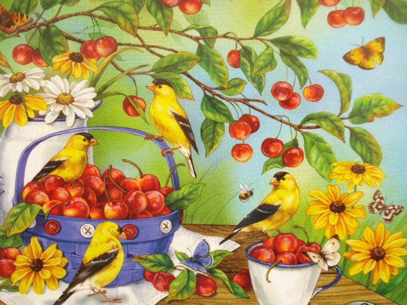 Jigsaw Puzzle Louisa Jean Cherries Jubilee Goldfinch