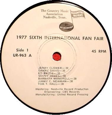 1977 6th ANNUAL COUNTRY MUSIC ASSOCIATION FAN FAIR 45 RPM   Various