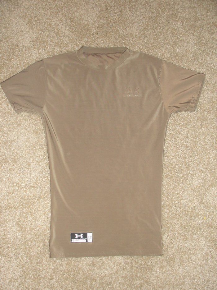 Womens Under Armour Tactical Brown Compression Shirt Top Medium EEUC