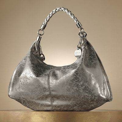 JENNIFER LOPEZ J LO PEWTER MAUREEN DISTRESSED SPARKLE HOBO HANDBAG NWT