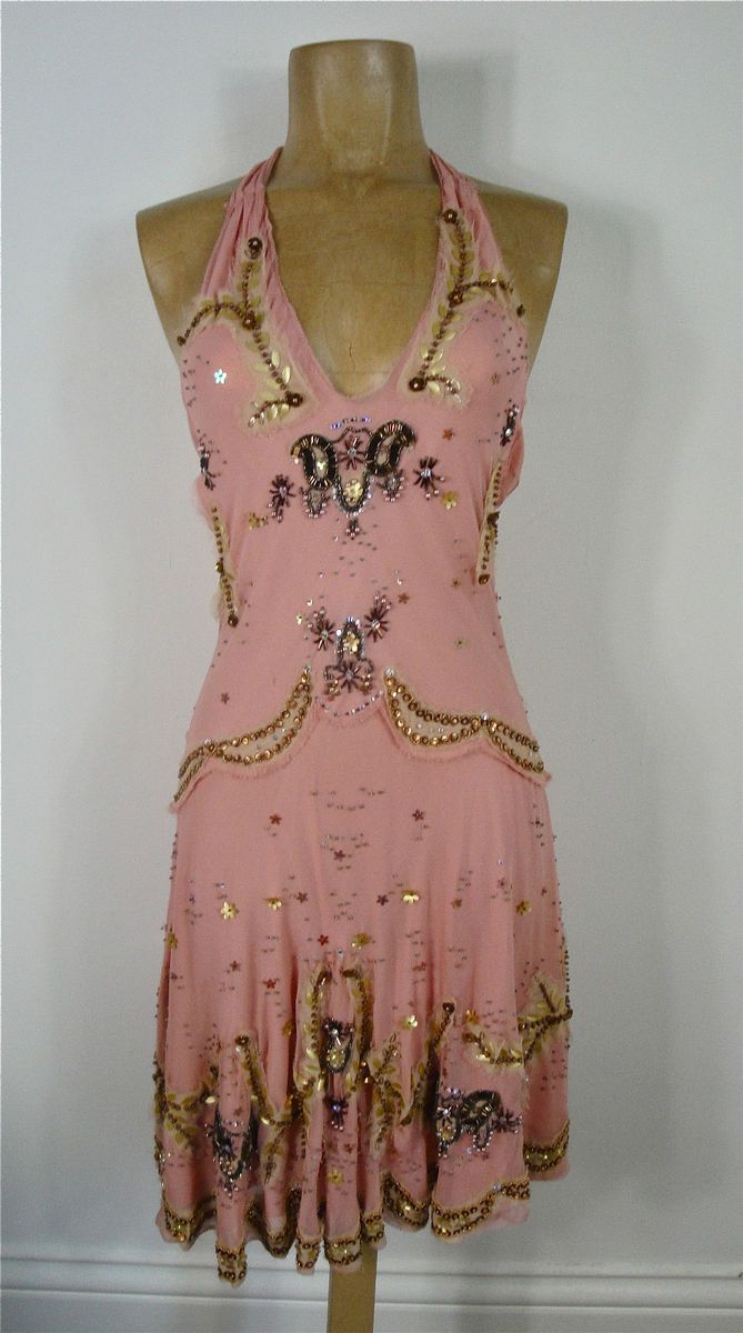 Jenny Packham Pink Sequined Silk Dress
