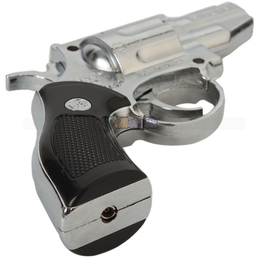 BS993 Pistol Butane Gas Jet Flame Torch Lighter Silver