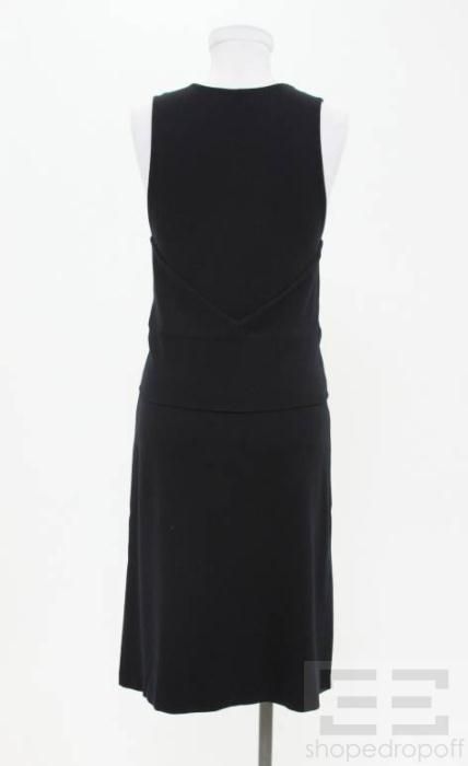 Jil Sander Navy Blue Knit Deep V Neck Dress Size 38