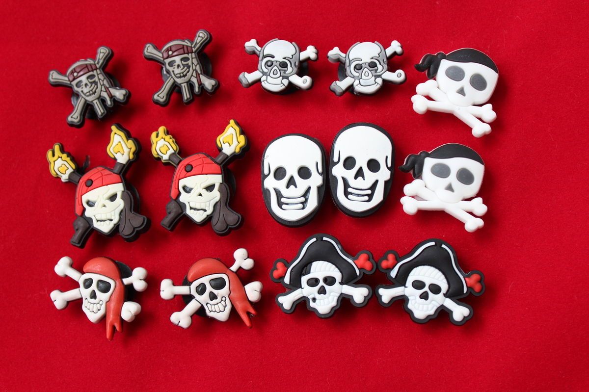 14 Pcs Pirate Skull Shoe Charms Fit Jibbitz Crocs