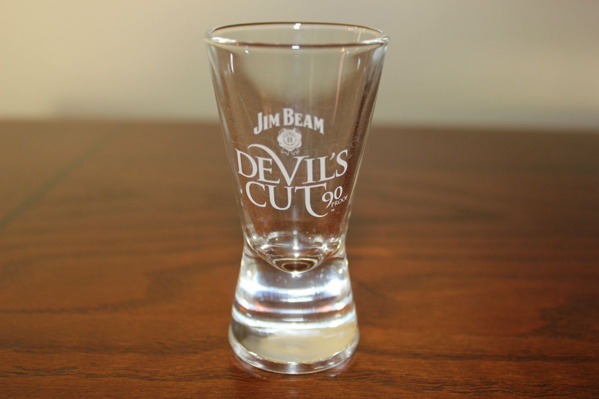 Jim Beam Devils Cut 90 proof shot glass BRAND NEW