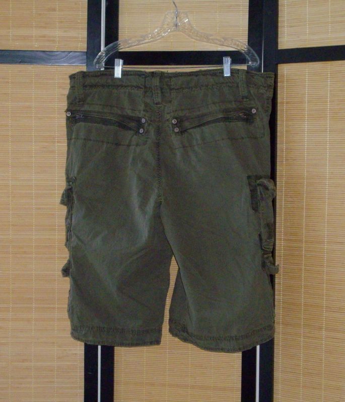 New Jet Lag Lucio Herringbone Green Cargo Shorts 40