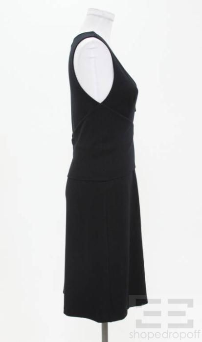 Jil Sander Navy Blue Knit Deep V Neck Dress Size 38