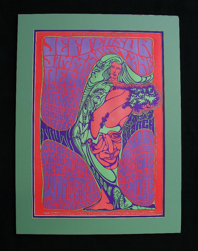 JEFFERSON AIRPLANE JIMMY REED 1967 FILLMORE WEST POSTER BILL GRAHAM BG