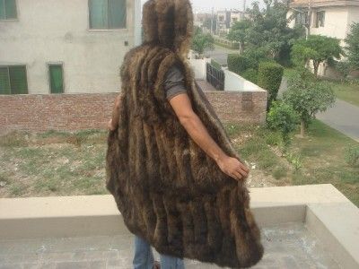 Genuine Hooded Australian Opossum Pelz Fur Vest Waistcoat gilet Coat