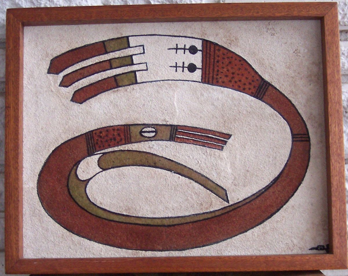 Vintage Sand Painting by Indian Artist Joe Morton