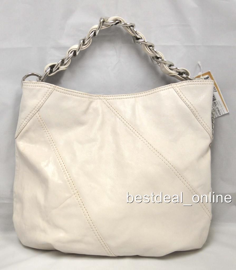 Michael Kors Collette Vanilla LG Shoulder Bag Genuine Leather Handbag