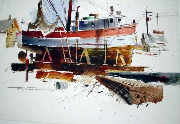 Tony Couch Drydock Shrimper Original w C on Board