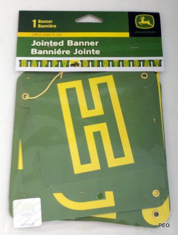 John Deere Jointed Banner Tractor Party Supplies Birthday Green Farmer