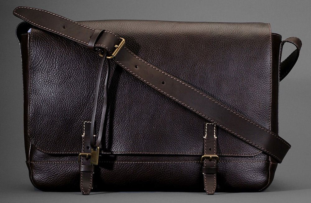 NEW John Varvatos Brown Italian Cheyenne 100% Leather Messenger Bag