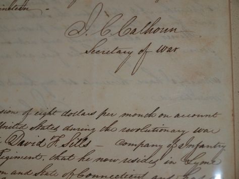 John C Calhoun Signed Soldier Pension Revolutionary War