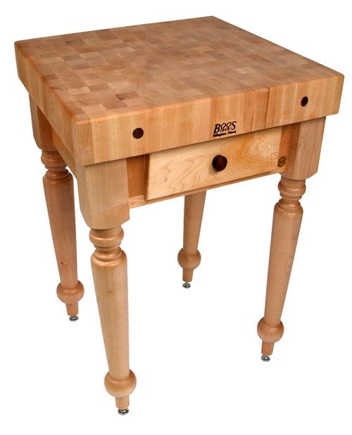 John Boos Cucina Rustica 30x24 Table Butcher Block CUCR04 with Cutting