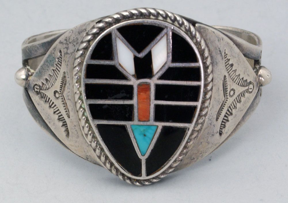 Vintage Zuni John Gordon Leak Navajo Ingot Silver Work Bracelet  