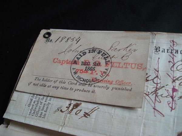 CIVIL WAR PAPERS PAY VOUCHER MORE 4TH PENNSYLVANIA INFANTRY  