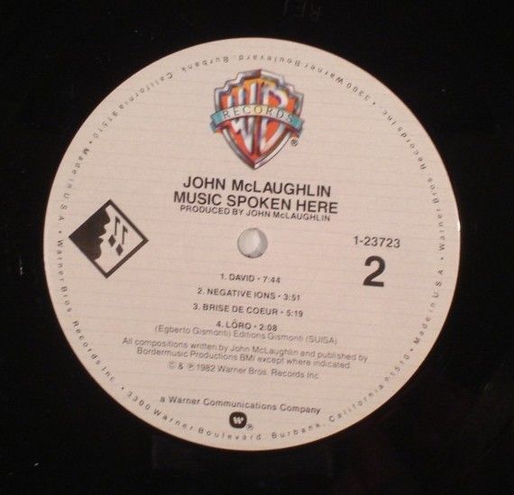 John McLaughlin Music Spoken Here 1982 LP Promo  