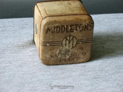 EARLY MIDDLETONS SHREDDED PLUG TOBACCO TIN 1800S VINTAGE RARE  