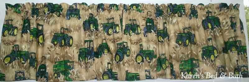 John Deere Tractor Brown Wheat Field Curtain Valance  