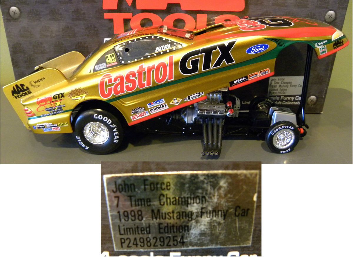 John Force 7x 1998 Gold Ford Mustang Funny Car Mac Tools Collectors Club  