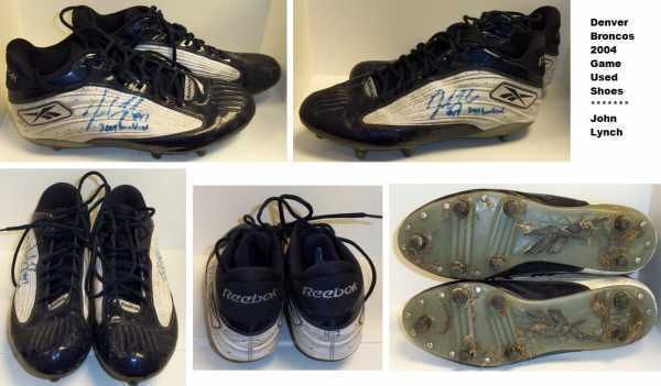 John Lynch DUAL Autographed 2004 Game Used Shoes Denver Broncos COA  