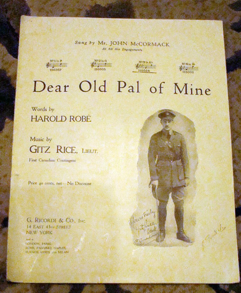 Vintage Sheet Music Dear Old PAL of Mine Sung by Mr John McCormack 1918 WWI  