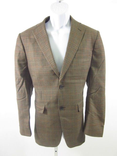 John w  Men's Brown Plaid Wool Blazer Sz 38C  