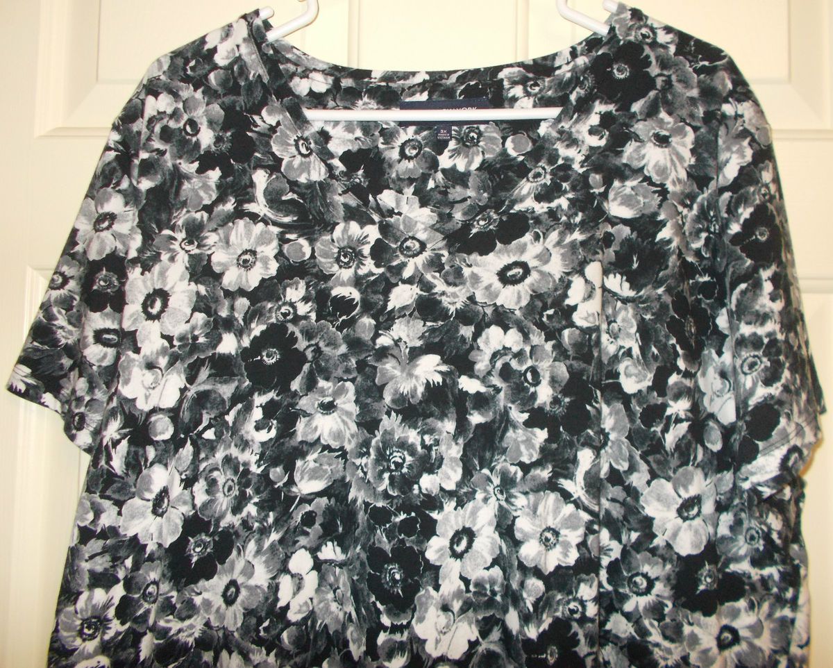 Jones New York Signature Womans Blouse Black White Size 3X  